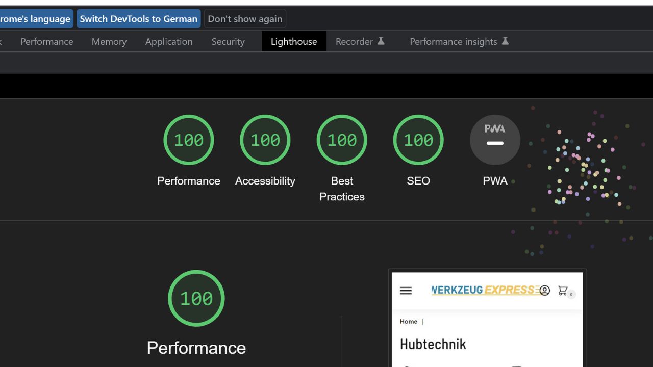 Lighthouese Performance Test Google Core Web Vitals